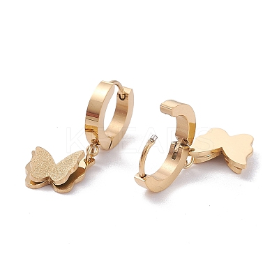 Ion Plating(IP) 304 Stainless Steel Textured Hoop Earrings EJEW-P191-29-1