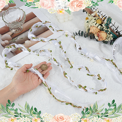 Alloy Tree of Life Cloth Leaf Trim Ribbon Party Decoration HJEW-OC00267-1
