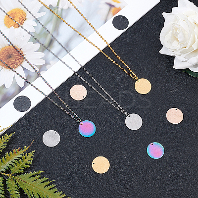 30 Pcs 5 Colors PVD Vacuum Plating 304 Stainless Steel Textured Pendants STAS-UN0022-31-1