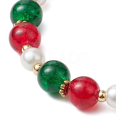 Christmas Theme Glass Beaded Bracelets BJEW-JB10940-1
