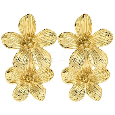 304 Stainless Steel Flower Stud Earrings for Women EJEW-U023-09G-1