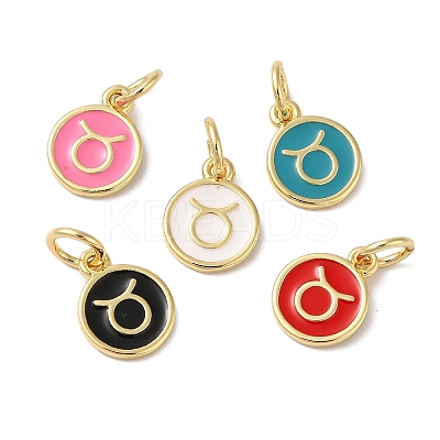 Real 18K Gold Plated Brass Enamel Charms KK-L216-001G-D-1