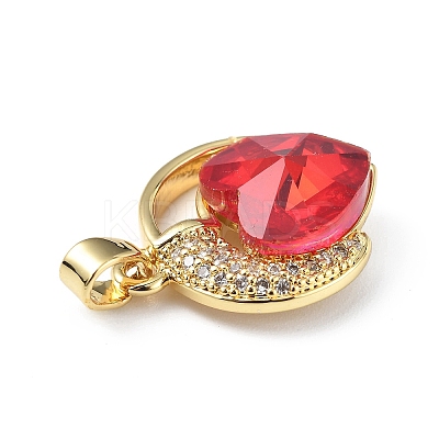Real 18K Gold Plated Rack Plating Brass Micro Pave Clear Cubic Zirconia Pendants KK-C015-20G-08-1