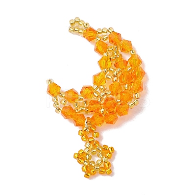 Imitation Austrian Crystal 5301 Glass & TOHO Round Seed Beaded Pendant PALLOY-MZ00179-04-1