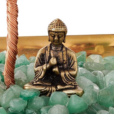 Natural Gemstone Chips with Brass Incense Burner Holder DJEW-G027-19RG-02-1