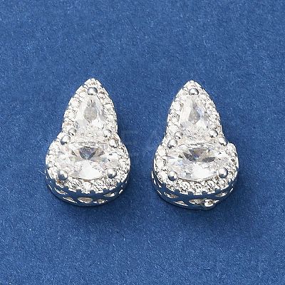 Brass Micro Pave Cubic Zirconia Beads KK-B142-08S-01-1