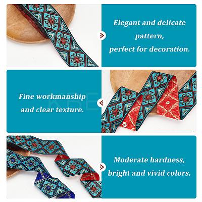 2 Bundles 2 Styles Ethnic Style Polyester Embroidery Ribbons OCOR-FG0002-29-1
