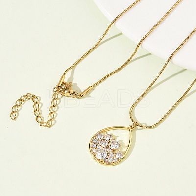 304 Stainless Steel Micro Pave Clear Cubic Zirconia Pendant Necklaces for Women LS-NJEW-Z103-01G-05-1