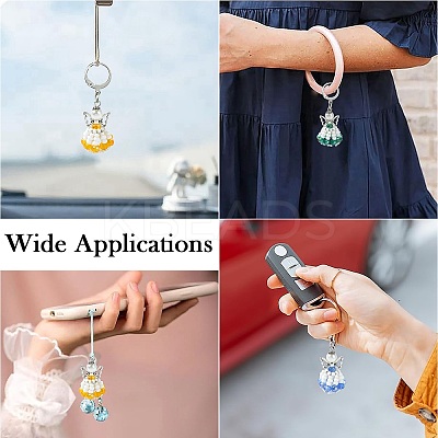 10 Colors Glass Seed Beaded Angel Pendants PALLOY-CJ00089-1