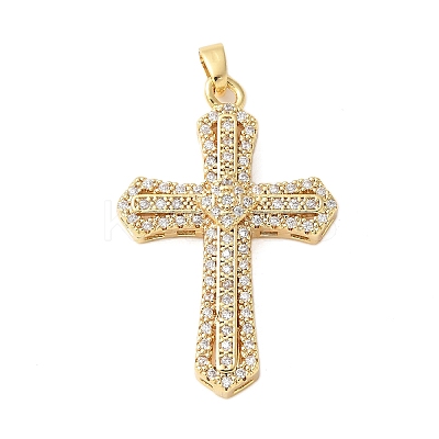 Brass Micro Pave Cubic Zirconia Pendants KK-D357-08B-G-1