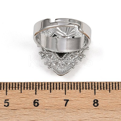 304 Stainless Steel Heart Adjustable Finger Rings for Women LS-RJEW-A074-07P-1