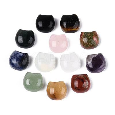 Natural & Synthetic Mixed Gemstone Cat Head Shape Beads G-T144-05M-1