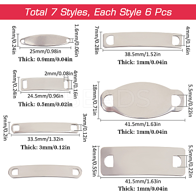 42Pcs 7 Styles 201 & 304 Stainless Steel Links/Connectors FIND-SC0011-50-1