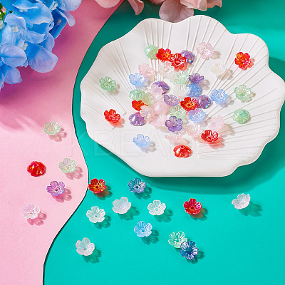 240Pcs 6 Colors UV Plating Acrylic Bead Cap OACR-TA0002-94-1