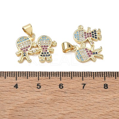 Brass Micro Pave Colorful Cubic Zirconia Pendants CU-CBA9AFC-01G-19-1