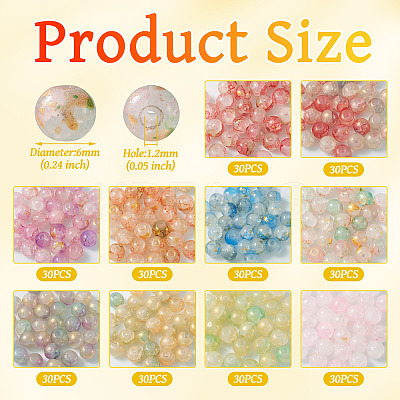 10 Colors Baking Painted Crackle Glass Bead Strands DGLA-TA0001-08A-1