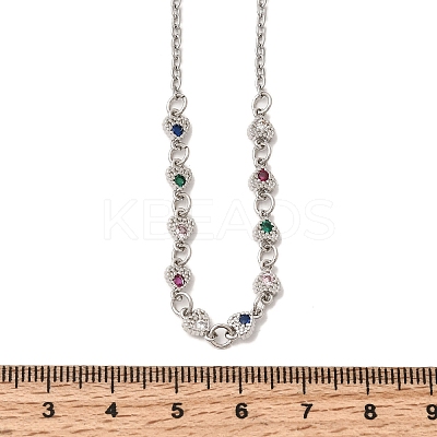 Brass Micro Pave Cubic Zirconia Heart Pendant Necklaces NJEW-B157-13P-1
