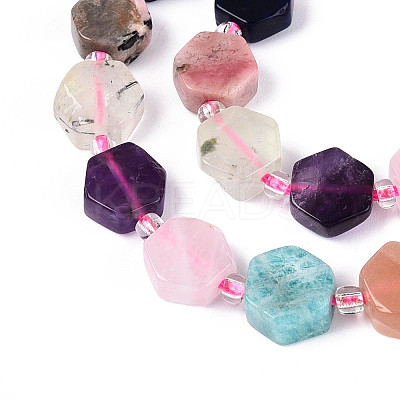 Natural Sodalite & Rhodonite & Prehnite & Amethyst & Rose Quartz & Flower Amazonite & Sunstone Beads Strands G-N358-03A-01-1