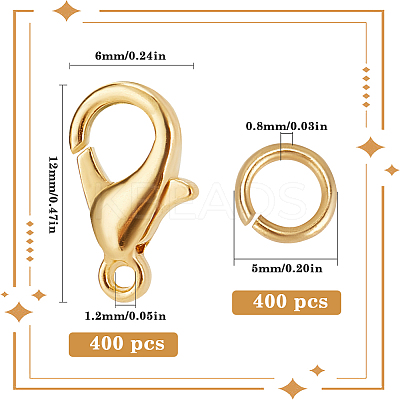 400Pcs Zinc Alloy Lobster Claw Clasps FIND-SP0001-33G-1