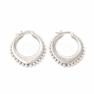 Oval Rack Plating Brass Hoop Earrings for Women EJEW-H091-18P-1