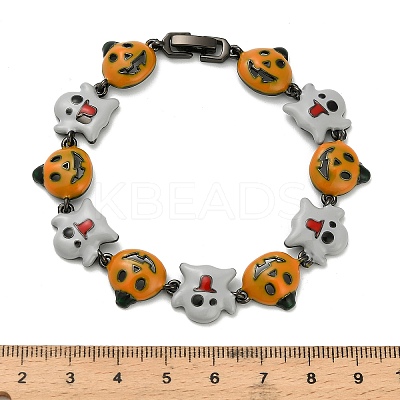 Halloween Brass Enamel Link Bracelets for Women BJEW-B149-01-1
