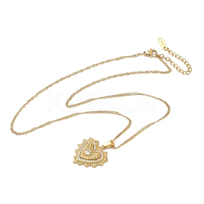 304 Stainless Steel Rhinestone Pendant Necklaces for Women NJEW-B150-01G-02-1