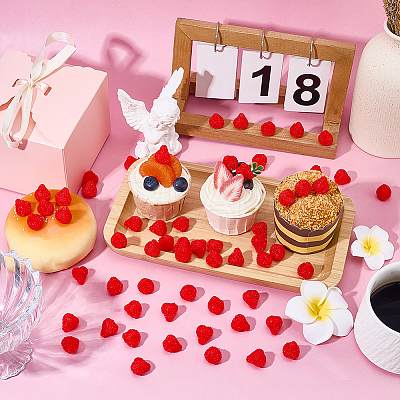 60Pcs PVC Strawberry Display Decorations DJEW-SC0001-32-1