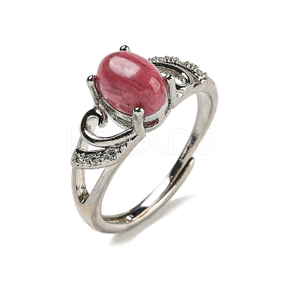 Oval Natural Rhodonite Adjustable Rings RJEW-Q818-01P-04B-1
