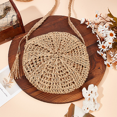 1Pc Papyrus Cotton Knitted Crossbody Bags AJEW-BBC0002-27A-1