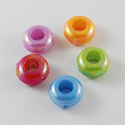 Large Hole Opaque AB Color Acrylic Rondelle European Beads SACR-R697-M44-1