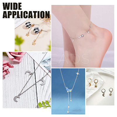 60Pcs 3 Style Moon & Star Brass Charms KK-PH0039-79-1