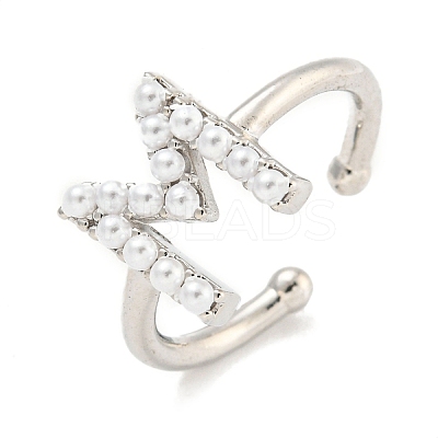Rack Plating Brass Open Cuff Rings for Women RJEW-F162-01P-M-1