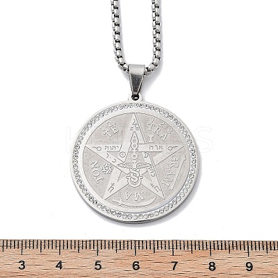 201 Stainless Steel Rhinestone Pendant Necklaces for Women NJEW-U021-01P-1