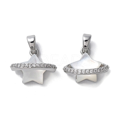 Brass Micro Pave Clear Cubic Zirconia Pendants KK-B102-29P-1