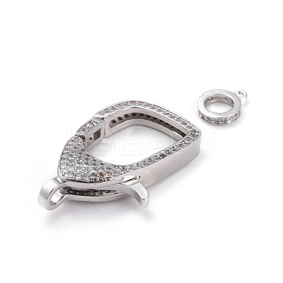 Brass Micro Pave Cubic Zirconia Lobster Claw Clasps ZIRC-F110-94P-04-1