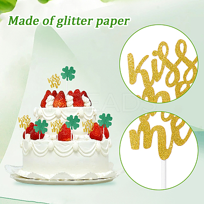 Saint Patrick's Day Clover Paper Cake Toppers AJEW-WH20022-29B-1