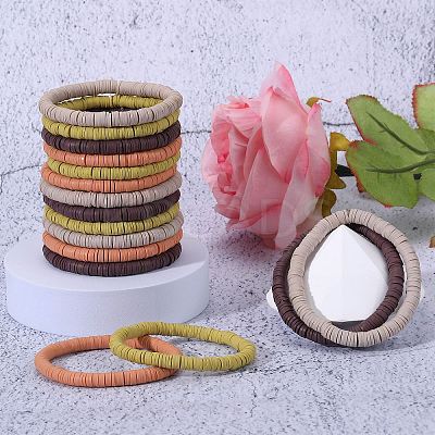 Polymer Clay Heishi Surfer Stretch Bracelets Set BJEW-SW00130-1
