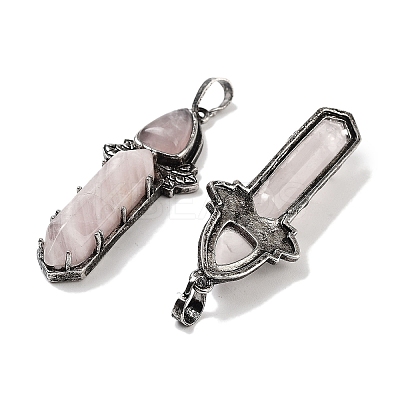 Natural Rose Quartz Sword Big Pendants G-Q163-08AS-06-1