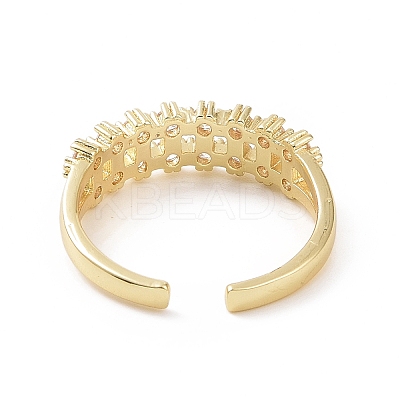 Clear Cubic Zirconia Open Cuff Ring RJEW-E072-10G-1