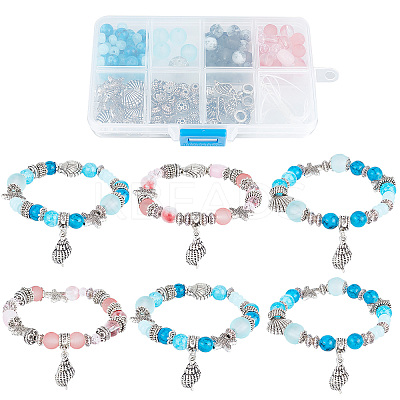 DIY Ocean Theme Stretch Bracelet Making Kit DIY-SC0021-55-1