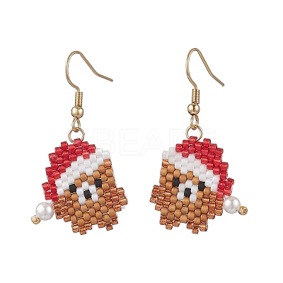 304 Stainless Steel Glass Christmas Theme Dangle Earrings EJEW-MZ00527-05-1
