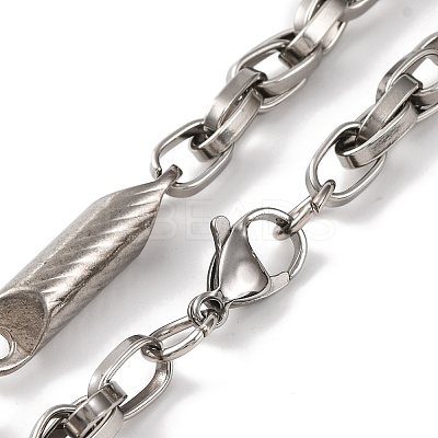 201 Stainless Steel Column Links Necklace NJEW-F222-15P-1