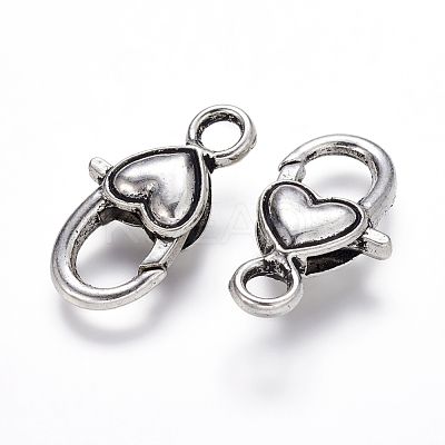Tibetan Style Heart Lobster Claw Clasps  LF013Y-1