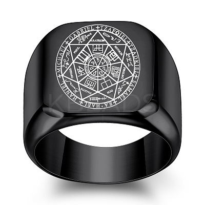 The Seven-Pointed Star Pattern 304 Stainless Steel Finger Rings FS-WGB7142-12-1