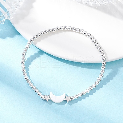 Electroplate Non-magnetic Synthetic Hematite Round Beads Stretch Bracelets BJEW-JB12584-02-1