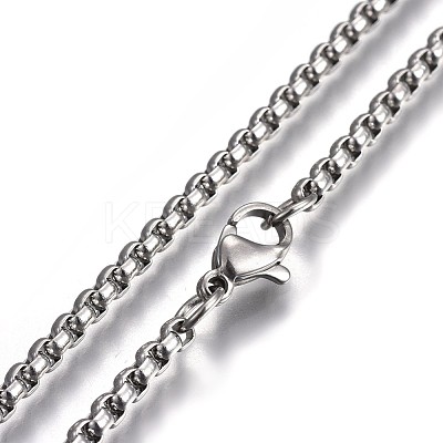 Non-Tarnish 304 Stainless Steel Box Chain Necklaces NJEW-O110-05G-P-1