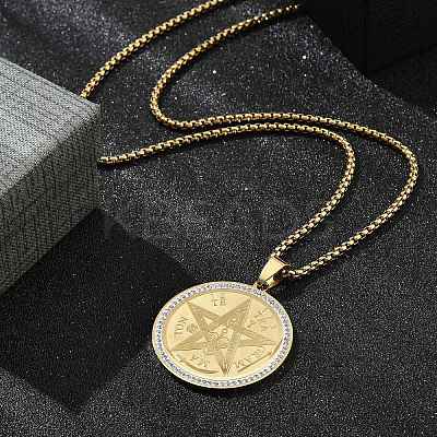 201 Stainless Steel Rhinestone Pendant Necklaces for Women LS-NJEW-U021-01G-1