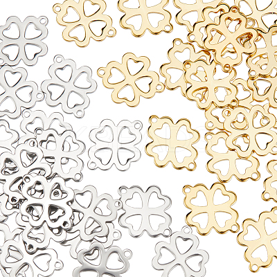 40Pcs 2 Colors 201 Stainless Steel Connector Charms STAS-UN0051-73-1