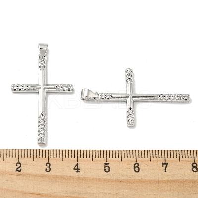 Rack Plating Brass Micro Pave Cubic Zirconia Pendants KK-F869-07P-1