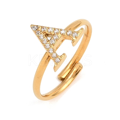 304 Stainless Steel Micro Pave Cubic Zirconia Cuff Open Rings RJEW-D336-01G-10-1
